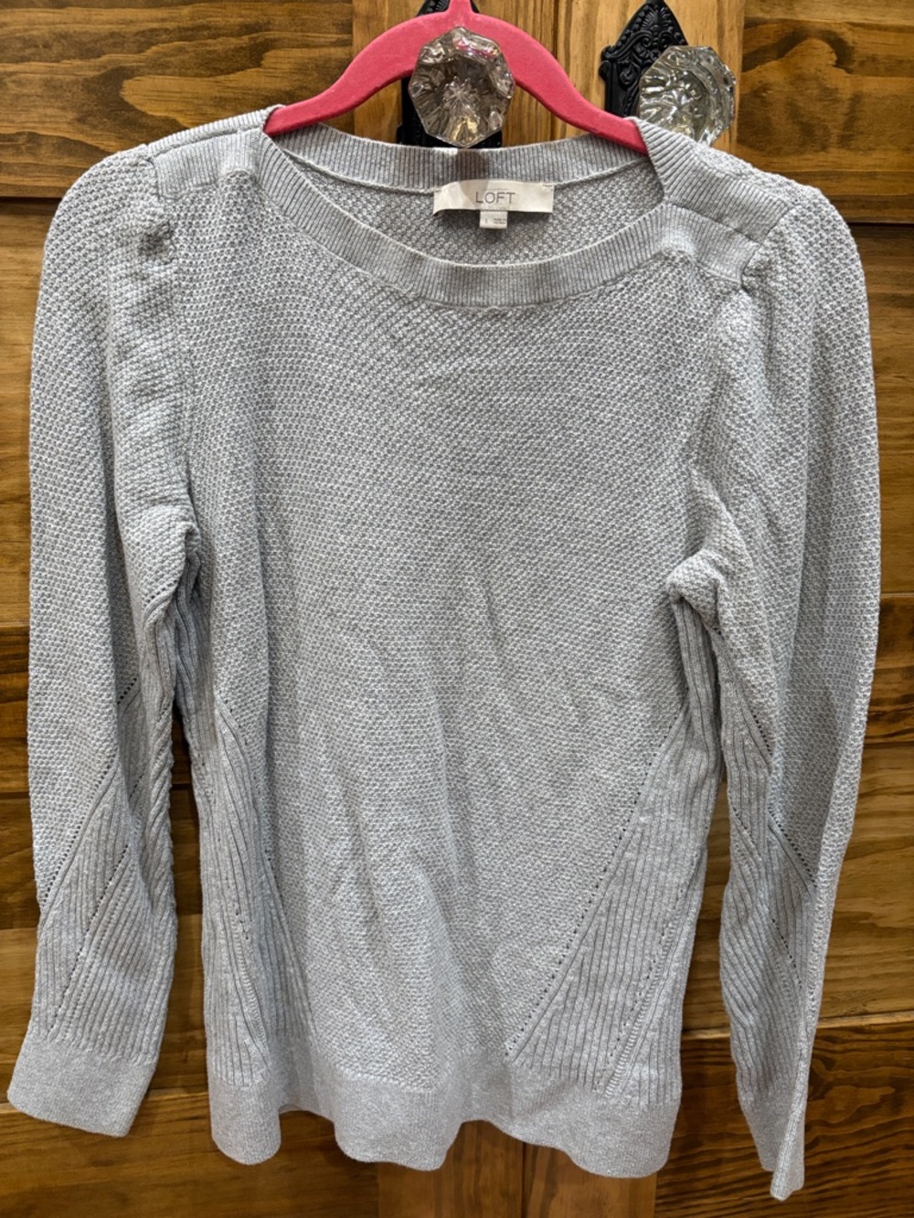 LOFT Light Gray Textured Knit Pullover
